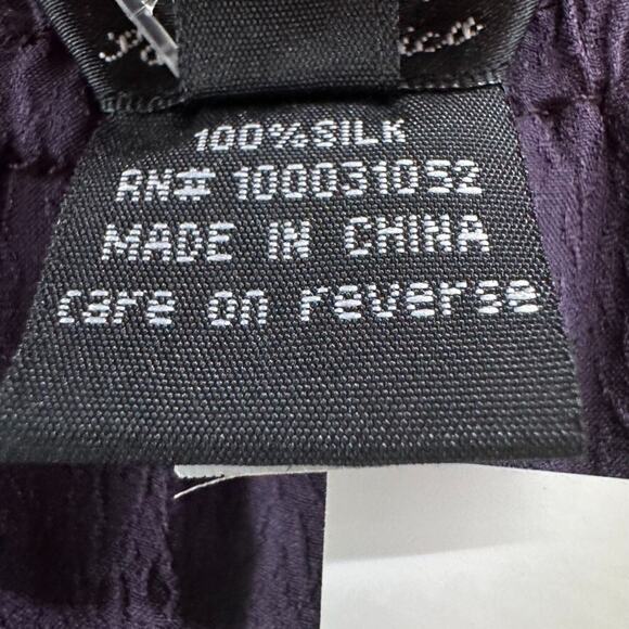 Citron Pants Women 1X Purple Textured Silk Wide Leg High Rise Pull On Lagenlook - Picture 14 of 15